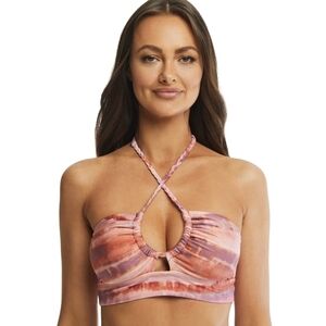 Time and Tru Tie Dye Braided Halter Bikini Top Large 12/14‎ New With Tags